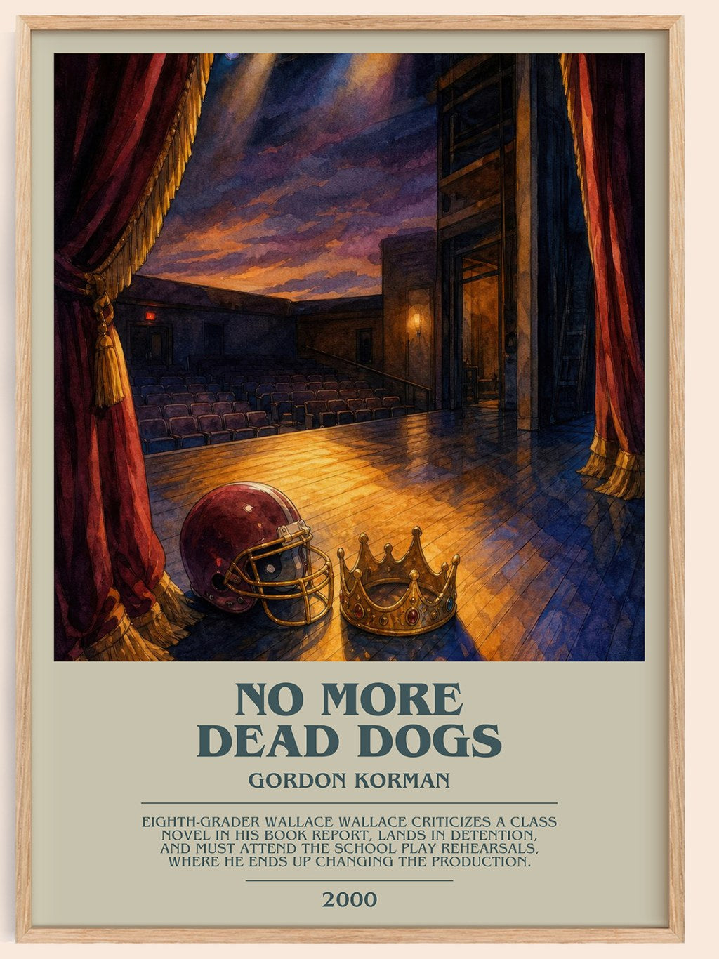 No more dead dogs bookish book poster by Gordon Korman – framed literary art print