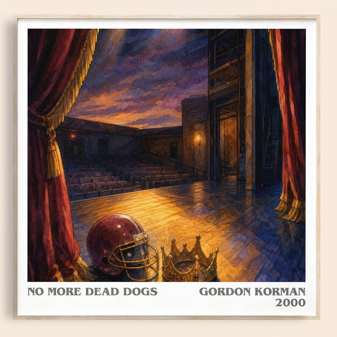 No more dead dogs literary book poster by Gordon Korman – framed literary art print