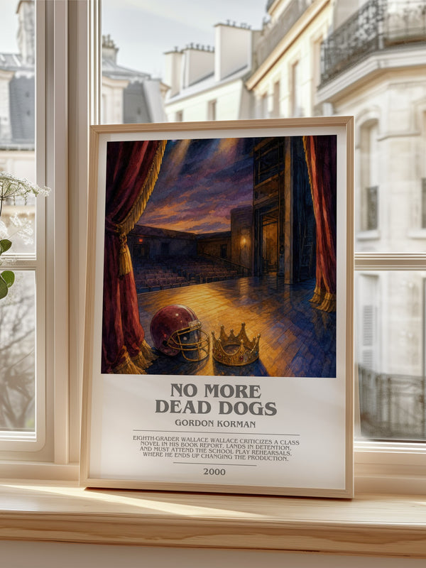 No more dead dogs bookish poster colour and style options – Gordon Korman book art