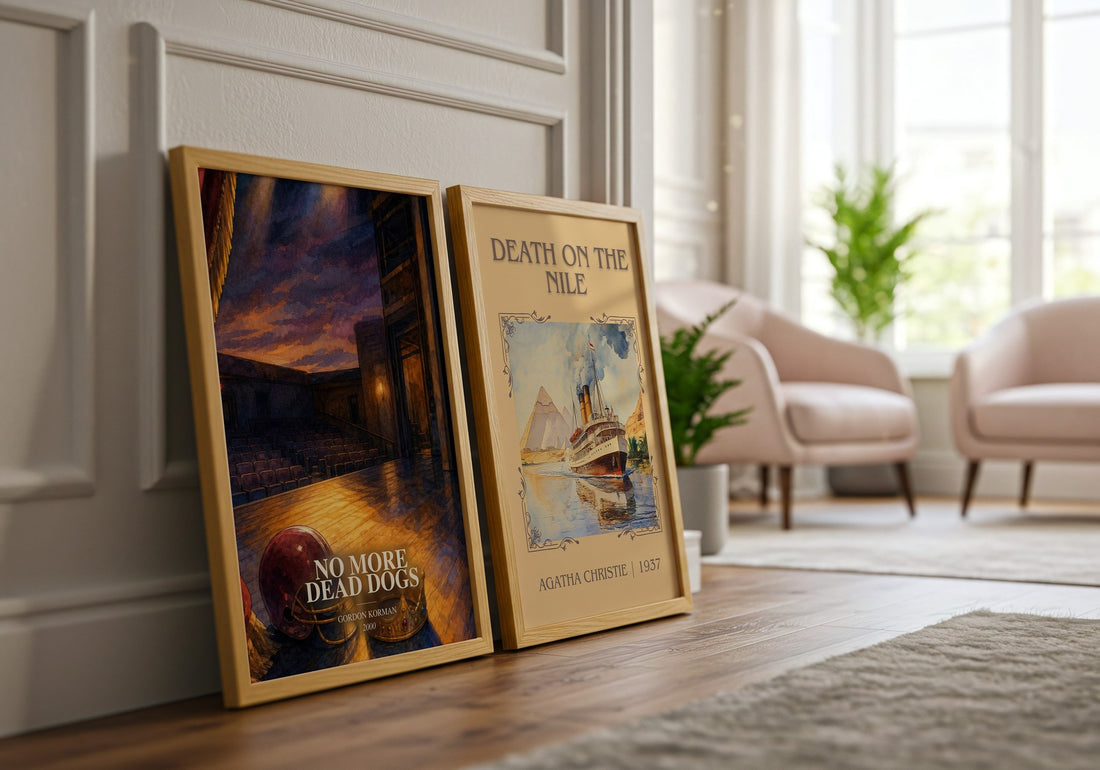No more dead dogs watercolour print framed by window – literary home decor
