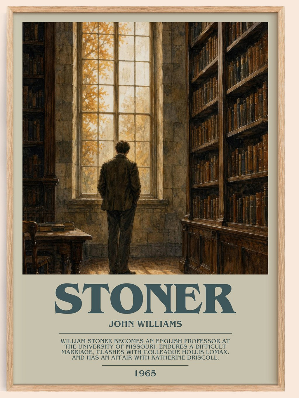 Stoner bookish book poster by John Williams – framed literary art print