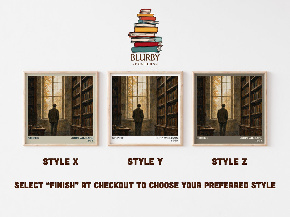 Stoner literary print in frame leaning in hallway – literary fiction wall art (mockup)