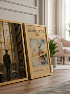 Stoner watercolour print framed by window – literary home decor
