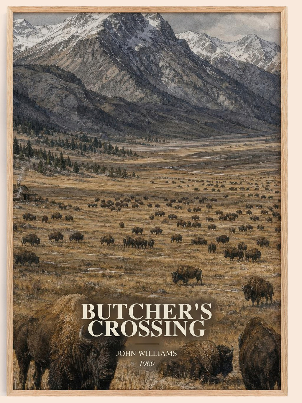 Butcher's Crossing watercolour book poster by John Williams – framed literary art print
