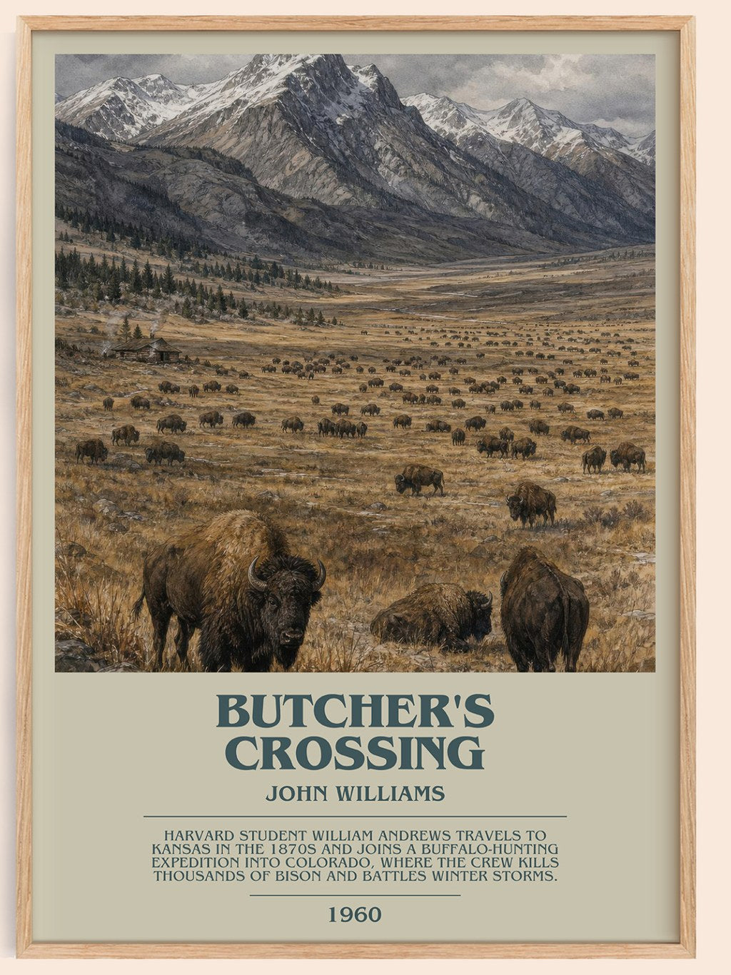 Butcher's Crossing bookish book poster by John Williams – framed literary art print