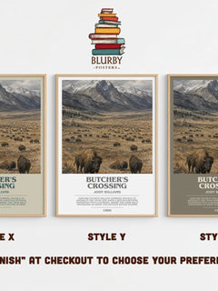 Butcher's Crossing bookish print in frame leaning in hallway – literary fiction wall art