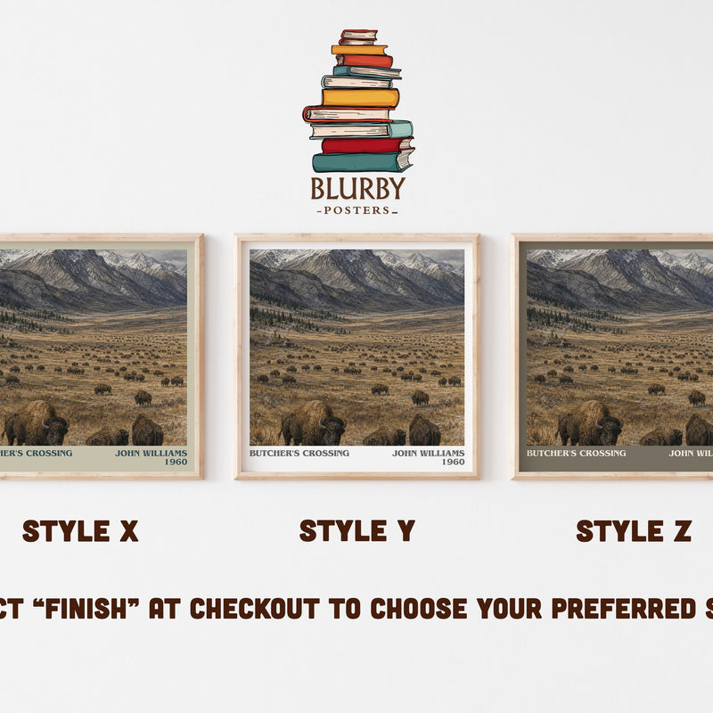 Butcher's Crossing literary print in frame leaning in hallway – literary fiction wall art