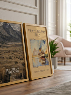 Butcher's Crossing watercolour print framed by window – literary home decor