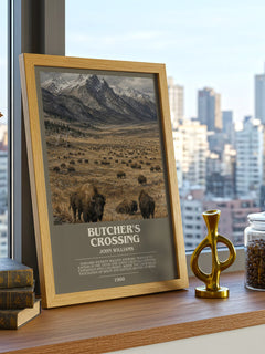 Butcher's Crossing bookish print framed by window – literary home decor