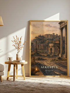 Augustus watercolour print in frame leaning in hallway – historical fiction wall art