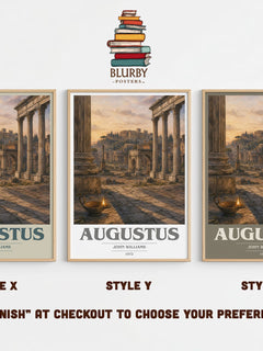 Augustus book cover print in frame leaning in hallway – historical fiction wall art