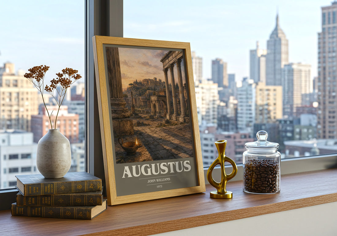 Augustus book cover print framed by window – literary home decor
