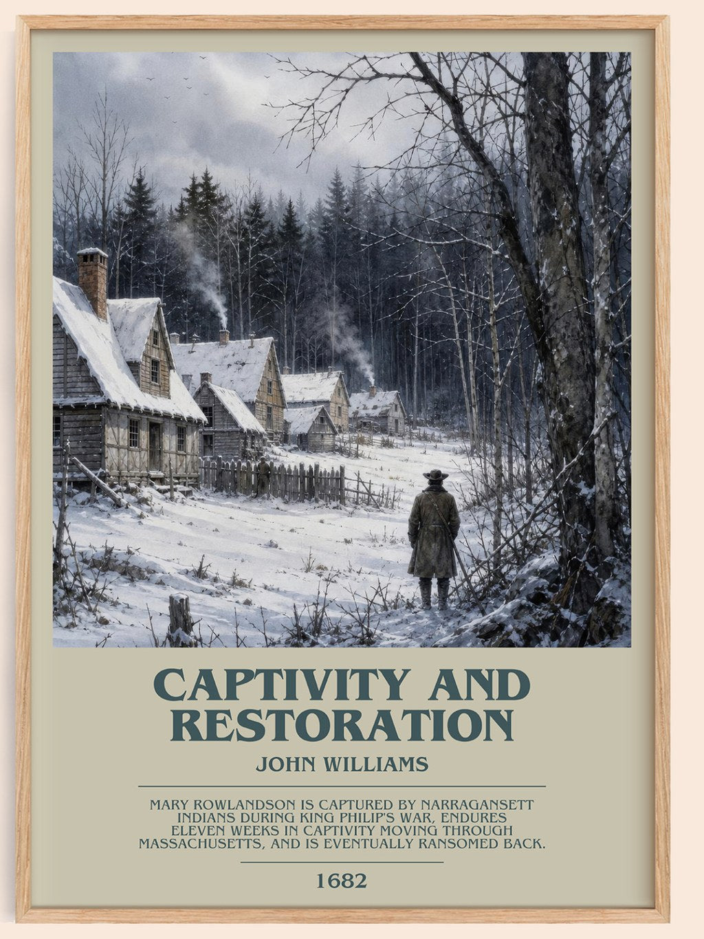 Captivity and Restoration bookish book poster by John Williams – framed literary art print