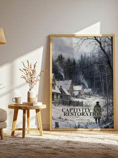 Captivity and Restoration watercolour print in frame leaning in hallway – memoir wall art