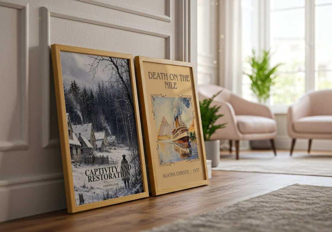 Captivity and Restoration watercolour print framed by window – literary home decor
