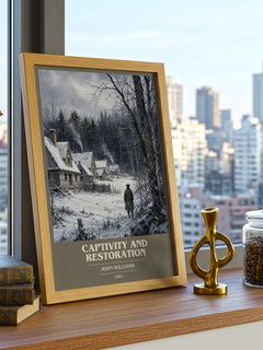 Captivity and Restoration book cover print framed by window – literary home decor