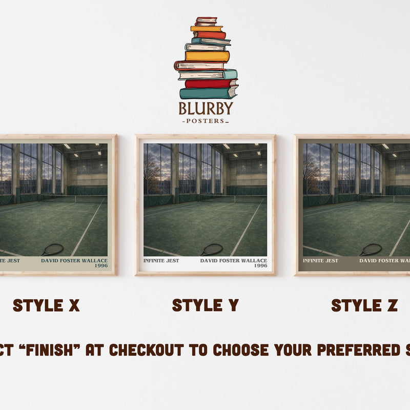 Infinite Jest literary print in frame leaning in hallway – contemporary fiction wall art