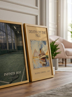 Infinite Jest watercolour print framed by window – literary home decor