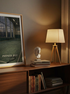 Infinite Jest watercolour print on bookshelf – David Foster Wallace fan gift