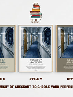 A supposedly fun thing I'll never do again bookish print in frame leaning in hallway – non fiction wall art