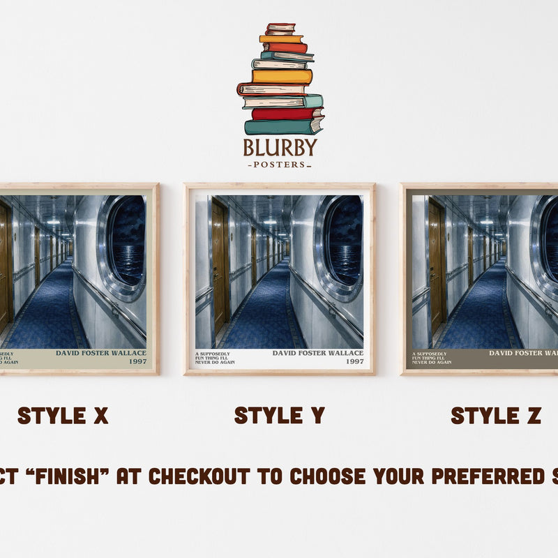 A supposedly fun thing I'll never do again literary print in frame leaning in hallway – non fiction wall art