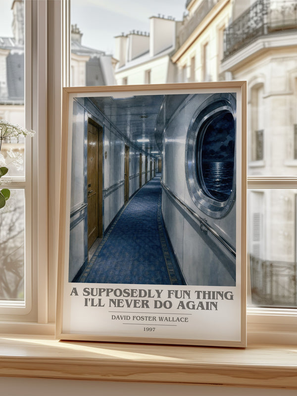 A supposedly fun thing I'll never do again book cover poster colour and style options – David Foster Wallace book art