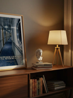 A supposedly fun thing I'll never do again watercolour print on bookshelf – David Foster Wallace fan gift