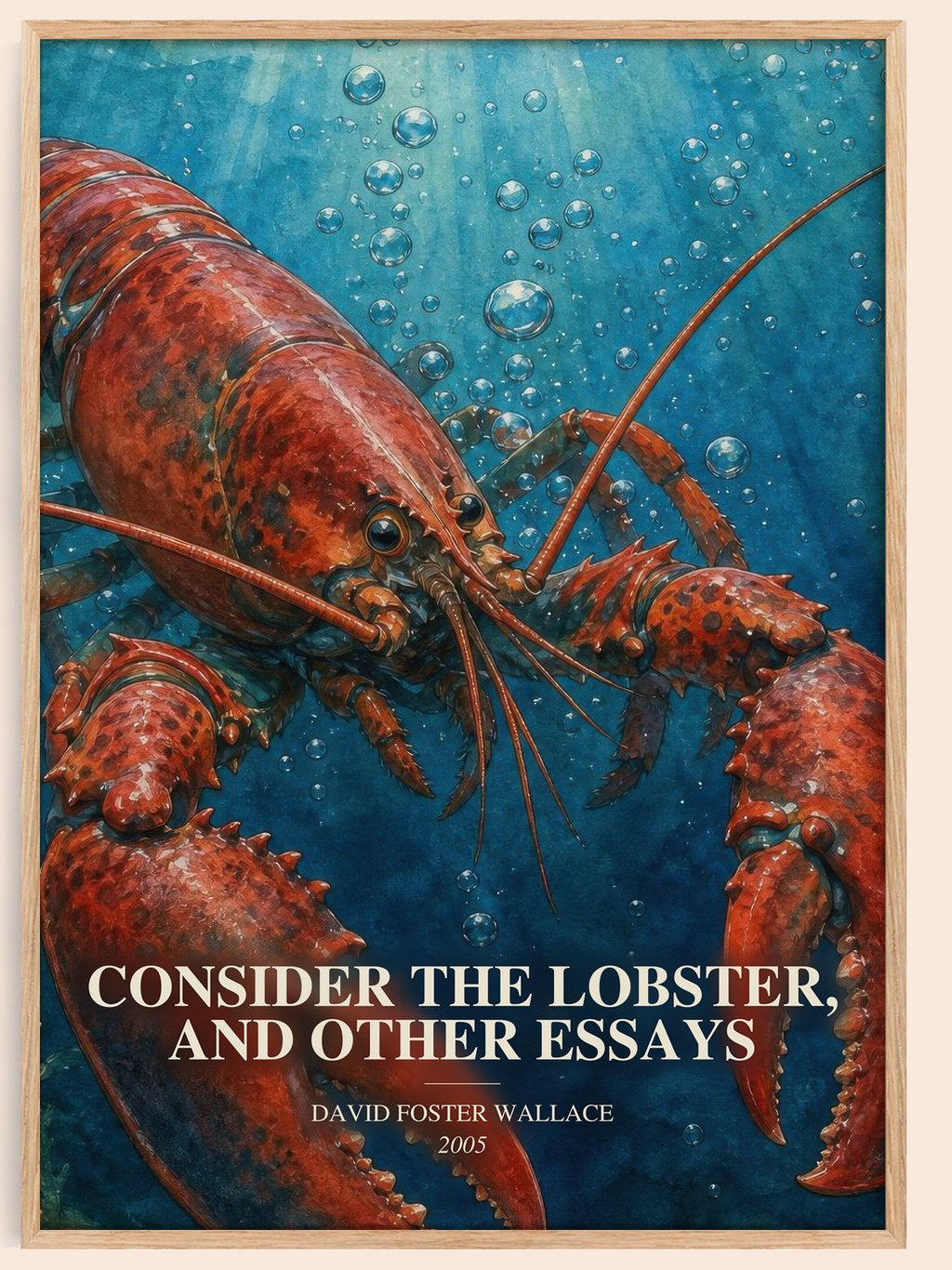 Consider the lobster, and other essays watercolour book poster by David Foster Wallace – framed literary art print