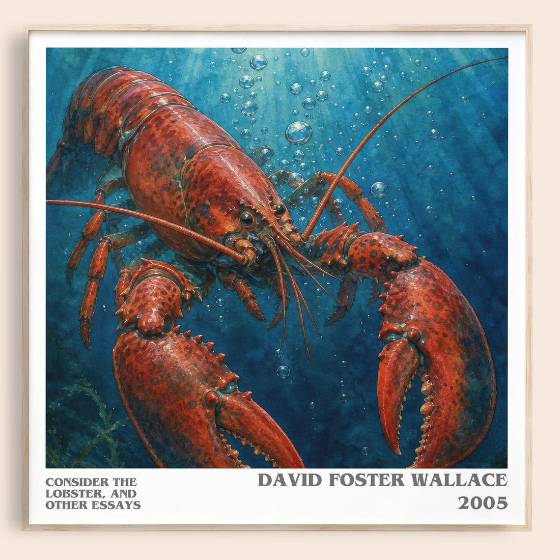 Consider the lobster, and other essays literary book poster by David Foster Wallace – framed literary art print