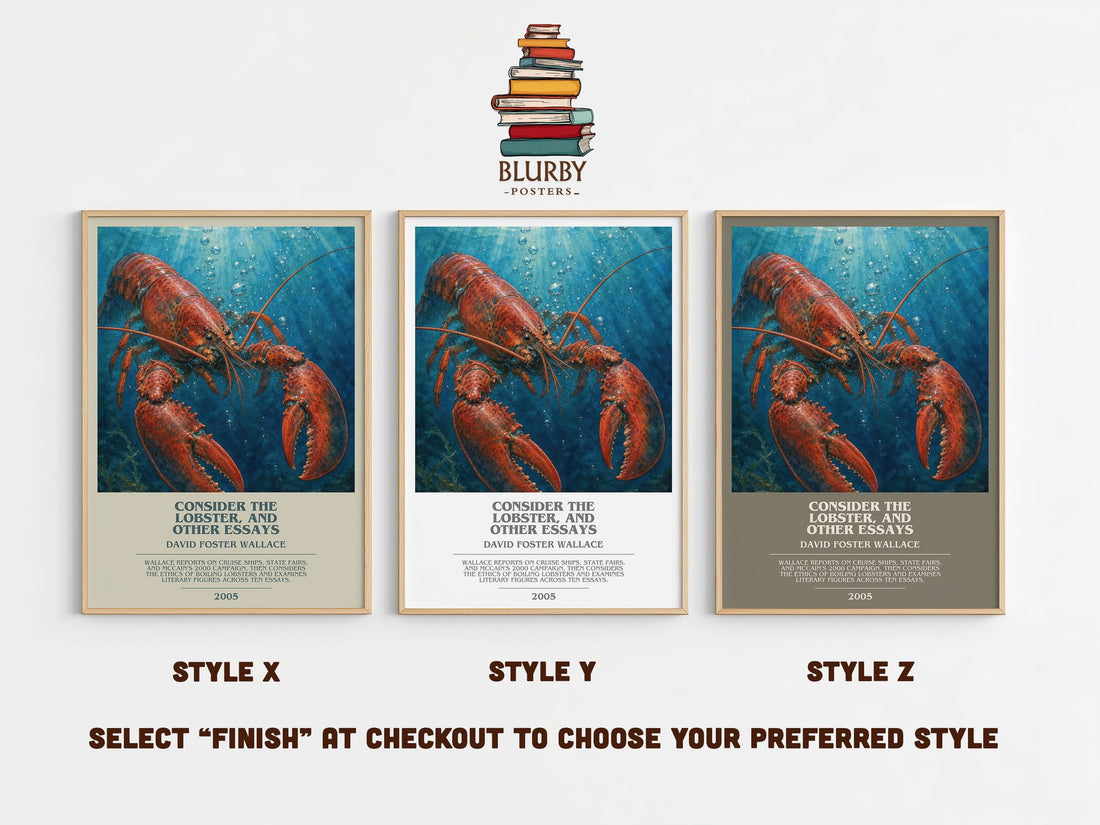 Consider the lobster, and other essays bookish print in frame leaning in hallway – non fiction wall art (mockup)