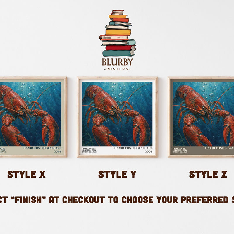 Consider the lobster, and other essays literary print in frame leaning in hallway – non fiction wall art
