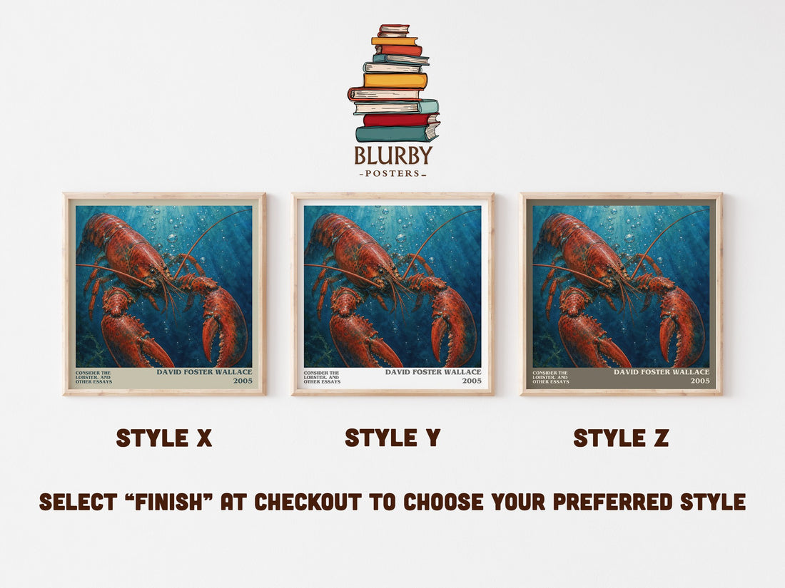 Consider the lobster, and other essays literary print in frame leaning in hallway – non fiction wall art (mockup)