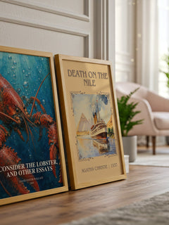 Consider the lobster, and other essays watercolour print framed by window – literary home decor