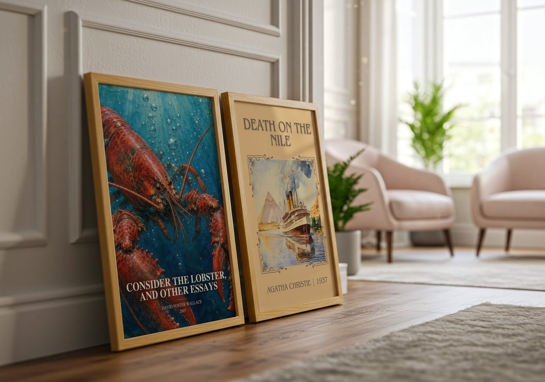 Consider the lobster, and other essays watercolour print framed by window – literary home decor