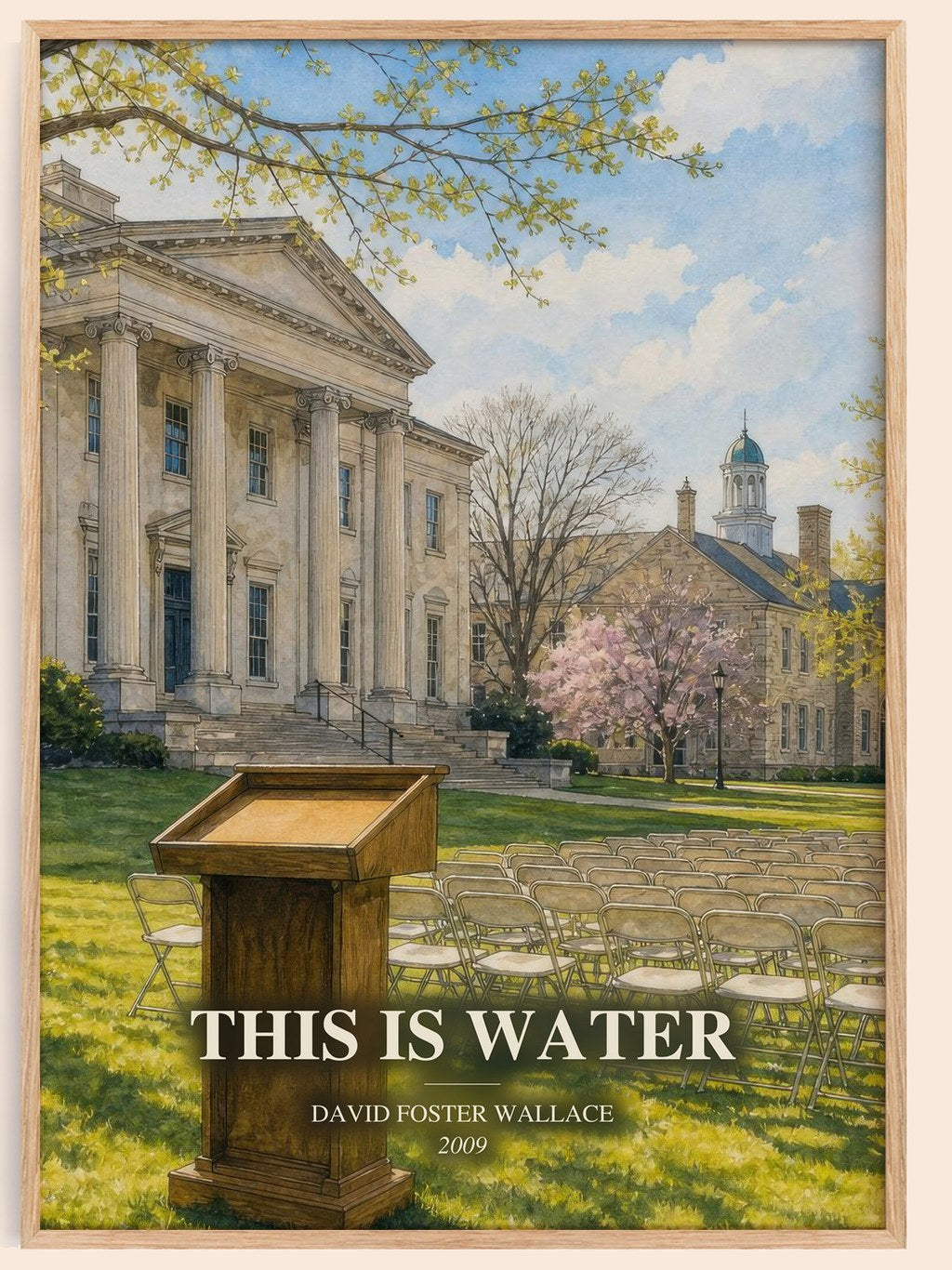 This is water watercolour book poster by David Foster Wallace – framed literary art print