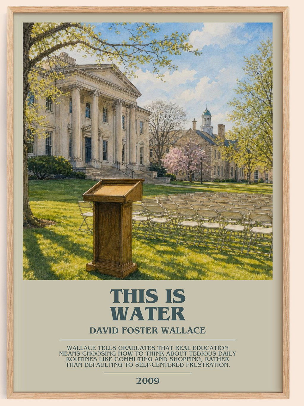 This is water bookish book poster by David Foster Wallace – framed literary art print
