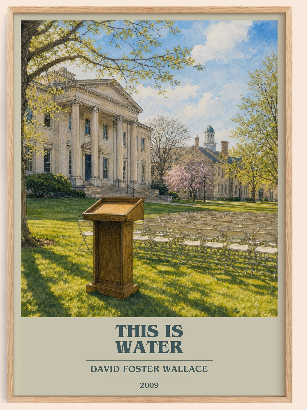 This is water book cover book poster by David Foster Wallace – framed literary art print