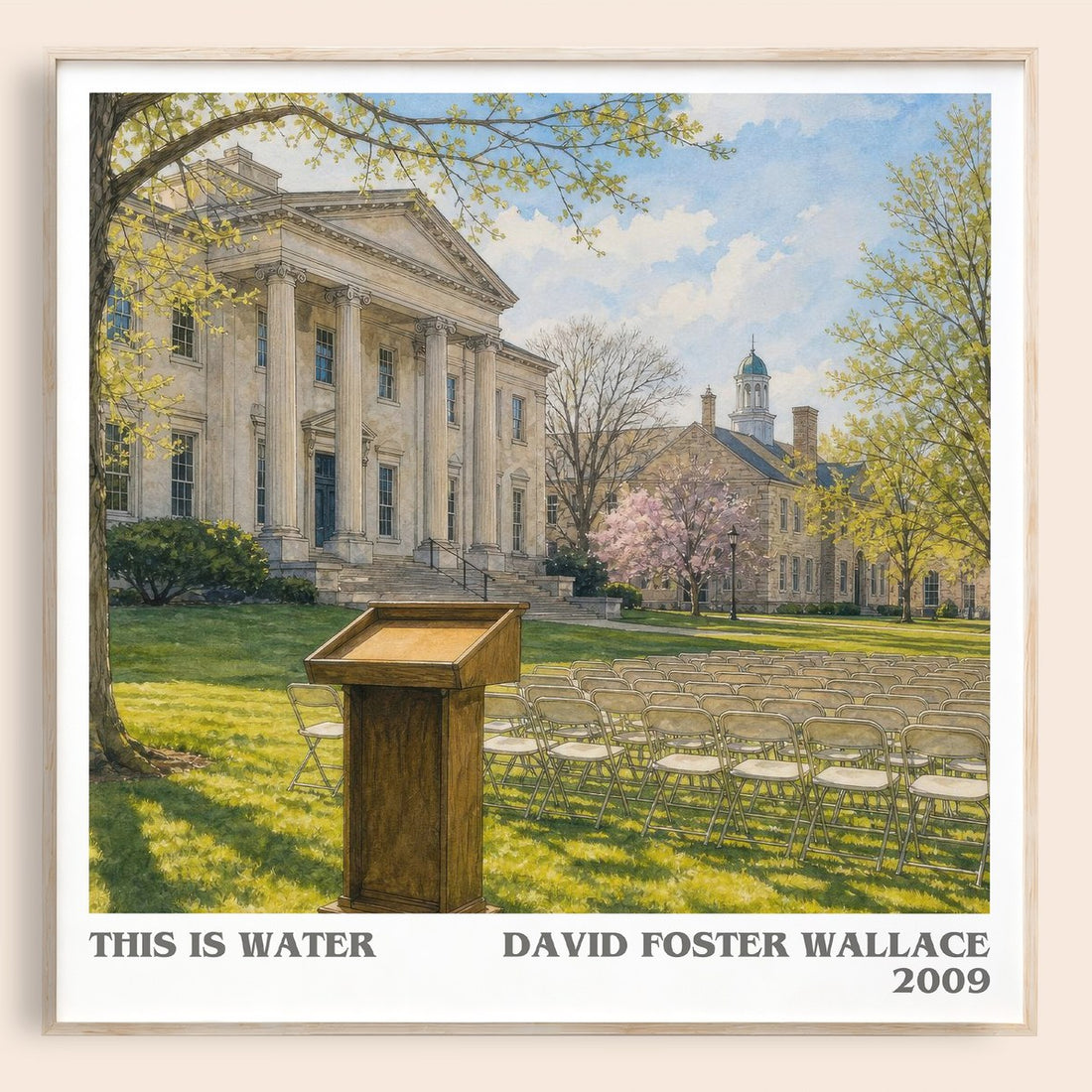 This is water literary book poster by David Foster Wallace – framed literary art print