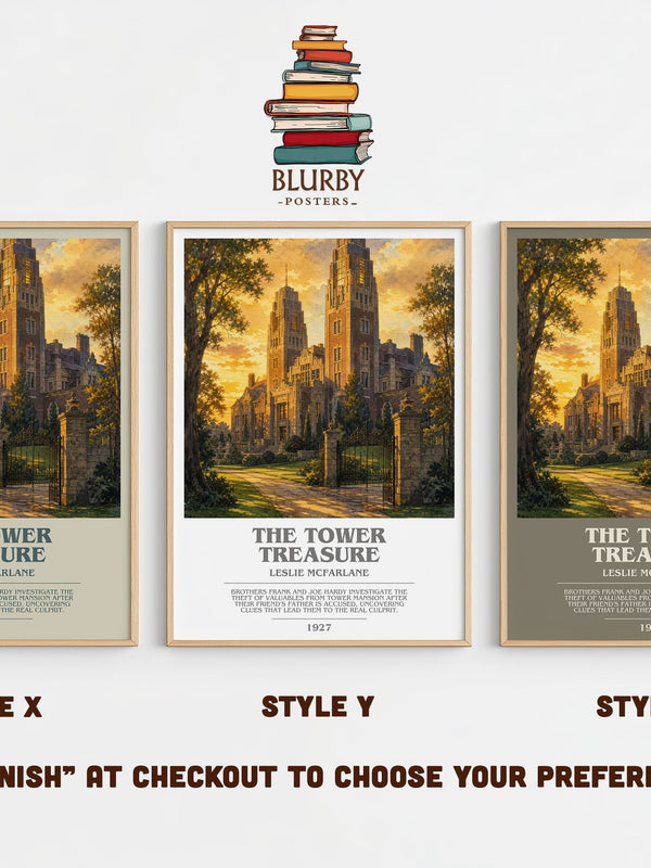 The tower treasure bookish print in frame leaning in hallway – mystery wall art