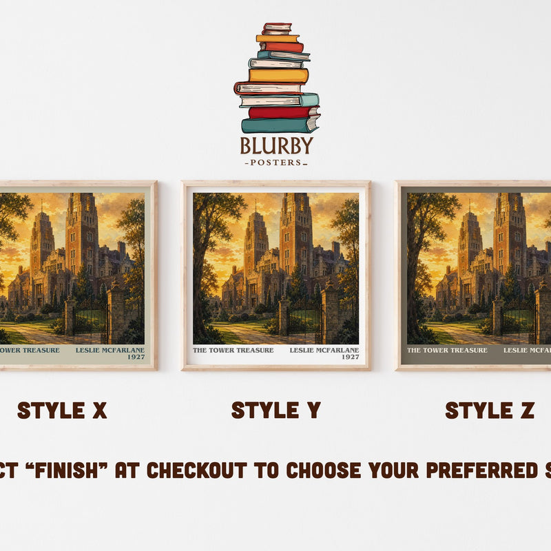 The tower treasure literary print in frame leaning in hallway – mystery wall art