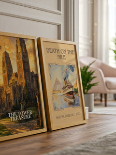 The tower treasure watercolour print framed by window – literary home decor