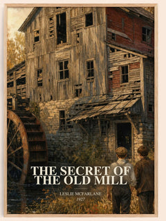 The secret of the old mill watercolour book poster by Leslie McFarlane – framed literary art print