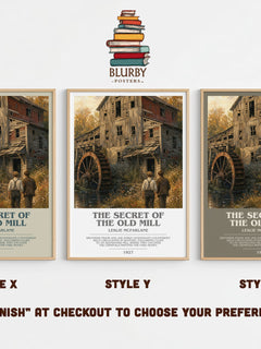 The secret of the old mill bookish print in frame leaning in hallway – mystery wall art
