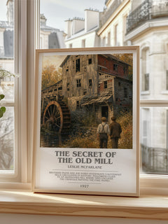 The secret of the old mill bookish poster colour and style options – Leslie McFarlane book art