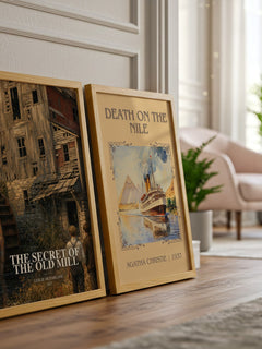 The secret of the old mill watercolour print framed by window – literary home decor