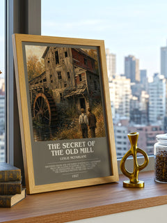 The secret of the old mill bookish print framed by window – literary home decor