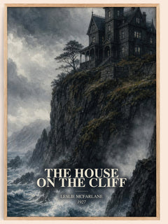 The House on the Cliff watercolour book poster by Leslie McFarlane – framed literary art print