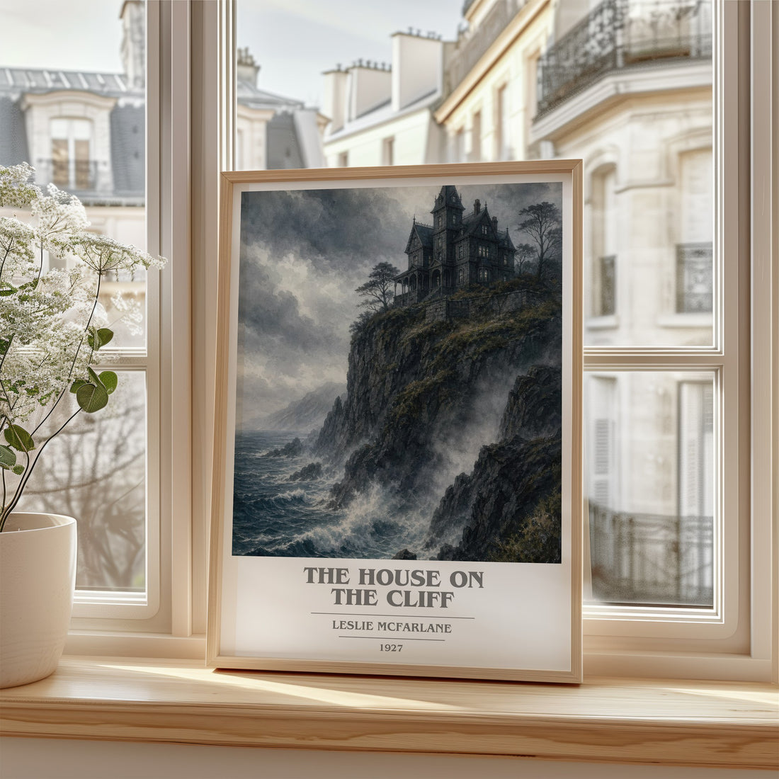 The House on the Cliff book cover poster colour and style options – Leslie McFarlane book art