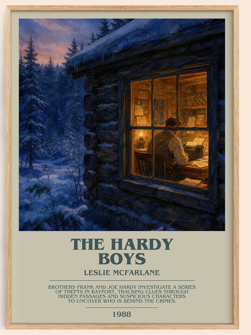 The Hardy boys bookish book poster by Leslie McFarlane – framed literary art print