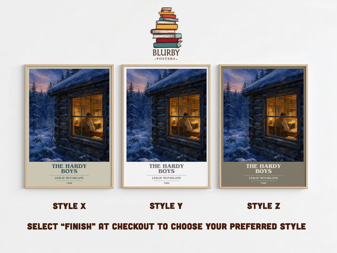 The Hardy boys book cover print in frame leaning in hallway – young adult wall art (mockup)